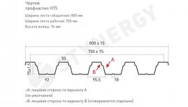 Профнастил Н75 Стинержи 0,6 мм оцинкованный
