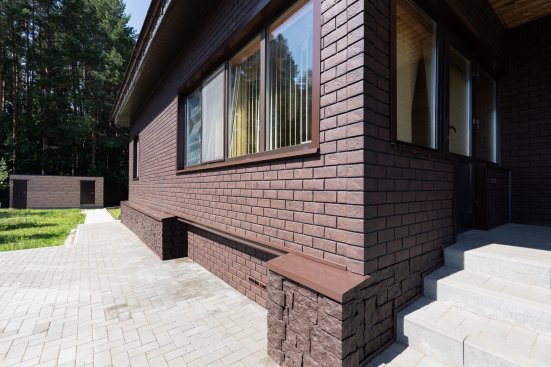 Фасадные панели Grand Line Клинкерный Кирпич Design Plus кофе с темно-бежевым швом