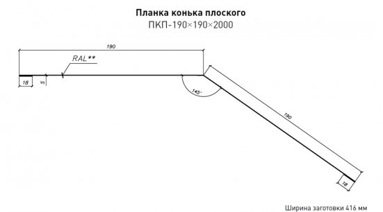 Конек плоский 190х190 Стинержи Graphite45