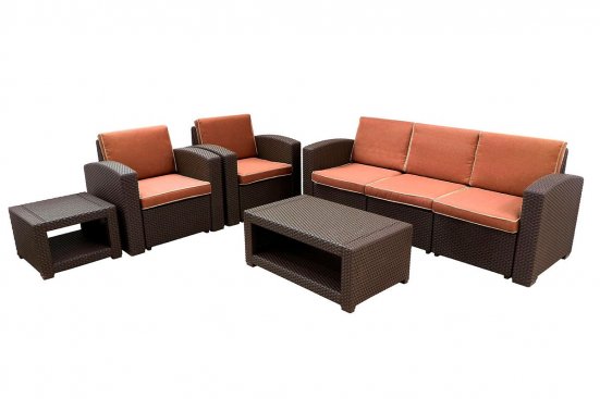 Комплект мебели Rattan Premium 5 венге-оранжевый