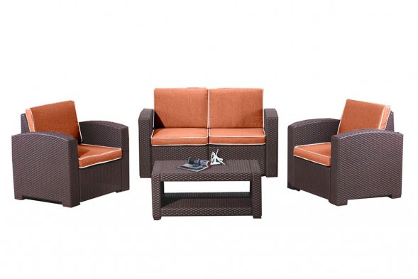 Комплект мебели Rattan Premium 4 венге-оранжевый