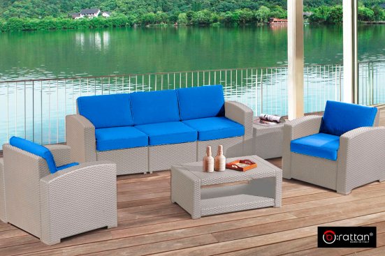 Комплект мебели Rattan Premium 5 серо-синий
